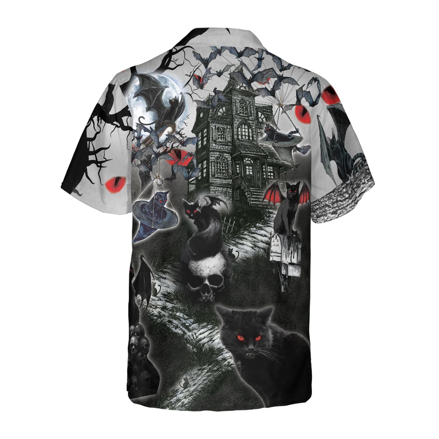 Black Cats Are Flying Halloween Hawaiian Shirt Halloween Shirt Aloha Shirt For M